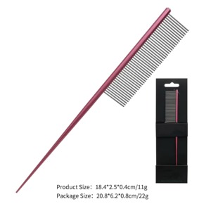 Commercio all'ingrosso della fabbrica in acciaio inox pettine per pidocchi di gatto <span class=keywords><strong>Pet</strong></span> toelettatura pettine per il cane con la carta legata di imballaggio - Product Image 5