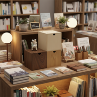 Tiroir Facile à Tirer avec Coins Arrondis, Ensembles de Bureau en Bois, Organisateur Domestique, Boîte de Rangement de Luxe pour Bijoux 15x15x15 cm TW
