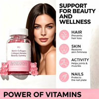 Gummies de beauté en gros à la biotine, au collagène et à la kératine, 60 unités, pour la santé des cheveux, de la peau et des ongles, multivitamines, OEM ODM, approvisionnement en vrac