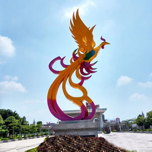 Großer goldener Phoenix Metallroter Phönix-Edelstahl-Skulptur - Product Image 4