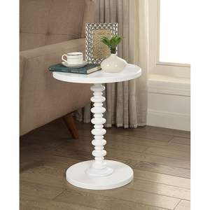 Mesa Auxiliar DB Acton con Acabado Blanco, Diseño Moderno con Pedestal, Muebles para Sala de Estar - Product Image 1