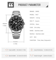SKMEI 9427 Jam Tangan Chronograph Kuarsa Tali Baja Tahan Karat Mewah Modis Jam Tangan Pria Jam Tangan Olahraga Kalender Tahan Air Jam Tangan Pria