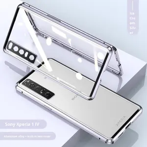 Étui en verre trempé double face avec cadre métallique magnétique intégral pour Sony <span class=keywords><strong>Xperia1</strong></span> IV X10 V avec protection de l'objectif de l'appareil photo - Product Image 6
