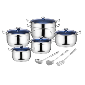 Ensemble de casseroles en acier inoxydable Kaisa Villa avec couvercle en verre, design moderne, antiadhésif, écologique, 14 pièces, compatible four - Product Image 6