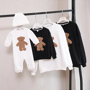 2024 novo suéter de manga comprida bordado de urso para pais e filhos primavera e outono