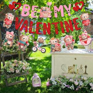Ensemble de décorations suspendues en forme d'ours d'<span class=keywords><strong>amour</strong></span> pour la Saint-Valentin avec drapeau de fanions pour la décoration murale de fête, cé<span class=keywords><strong>l</strong></span>ébration à domicile, cadeau pour les couples - Product Image 2