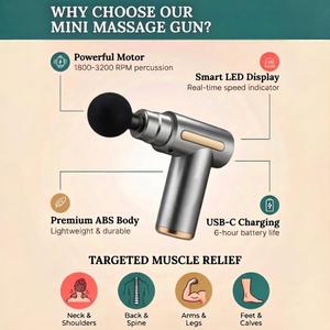 Mini Pistola de Masaje Fascial Inalámbrica, 4 Cabezales, Masajeador Muscular de Tejido Profundo para Alivio del Dolor y Recuperación, Pistola Portátil de Mano - Product Image 4