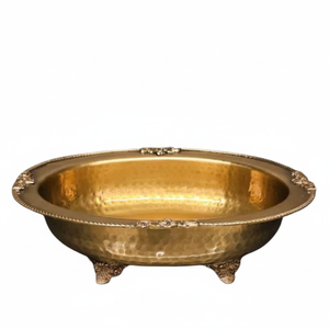 Brass <b>Metal</b> Golden Plated Oval Shape Design <b>Bowl</b> Home Hotel Serving Fancy Modern Ceramic Japanese <b>Bowl</b> - Product Image 1