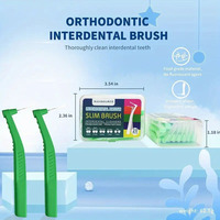 Brosse interdentaire de couleur verte 0.8mm de long brosse dentaire à poignée de type L avec kit de voyage brosses interdentaires pour une utilisation de brassard