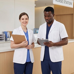 Blouse de Médecin à Manches Courtes en Coton Blanc de Marque JingHua Personnalisée avec Poches Pratiques pour les Professionnels de la Santé (Unisexe) - Product Image 5
