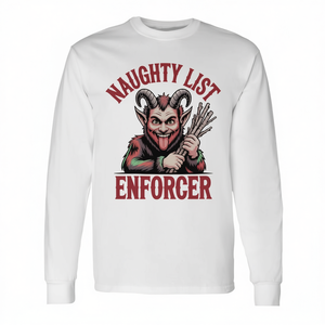 Camiseta de manga larga Naughty List Enforcer, camiseta navideña unisex con cuello redondo, talla para adultos - Product Image 2