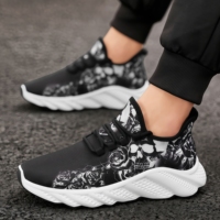Nouvelles Chaussures de Course pour Hommes en Cuir Véritable, Respirantes, Antidérapantes, Sportives, à Fermeture Boutonnée, avec Amorti et Motif Léopard, Style Coréen
