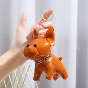Top selling cute dog pattern design keychain leather key chains key rings luxury designer keychain