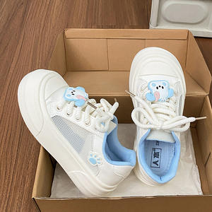 Mesh-Faced Lace-Up Girl's <b>White</b> Summer Lightweight Breathable Rubber Midsole Cotton Lining <b>Shoes</b> Versatile Stylish <b>Casual</b> - Product Image 5