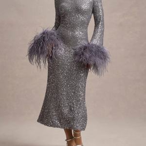 Vestido de fiesta sexy con lentejuelas para mujer, vestido ajustado con cuentas y pedrería, vestido de malla para discoteca para chicas, venta al por mayor - Product Image 1