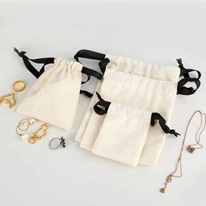 Biểu Tượng Tùy Chỉnh Đơn Giản Cotton Linen Vải Dây Kéo Pouch Cao cấp Bao Bì Túi Cho Son Môi Đệm Đồ Trang Sức - Product Image 4