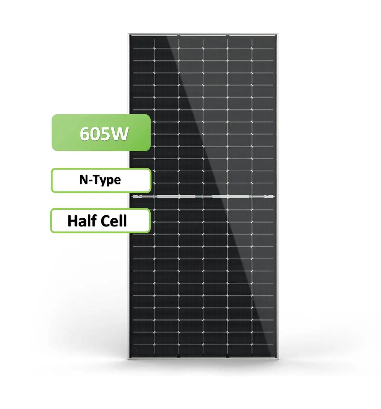 MÓDULO DE PANEL SOLAR BIFACIAL DE ALTA EFICIENCIA DE 605W CON DOBLE CRISTAL