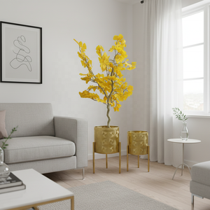 Vente en gros directe d'usine : Jardinières en métal doré avec support, pots géométriques en fer <span class=keywords><strong>de</strong></span> 9 et 10 pouces avec trou <span class=keywords><strong>de</strong></span> drainage <span class=keywords><strong>pour</strong></span> la décoration intérieure - Product Image 4