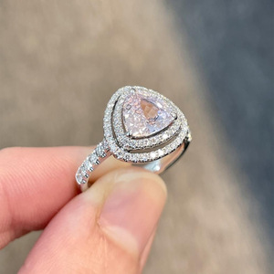 European American Style Luxury <b>Simulated</b> <b>Diamond</b> Ring Geometric Cubic Zirconia Women's Engagement Proposal Ring White Gold Pave - Product Image 2