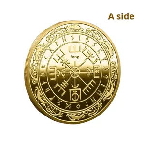 เหรียญที่ระลึกสไตล์นอร์ดิกไวกิ้งสมัยใหม่ทันสมัย พร้อมเข็มทิศ เหรียญนำโชคแบบกำหนดเอง เหรียญที่ระลึกเปล่า เหรียญโลหะ - Product Image 2