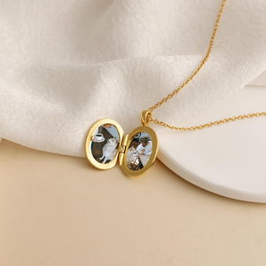 Collier avec pendentif photo ovale personnalisé, plaqué or, acier inoxydable, collier avec pendentif photo personnalisé, <span class=keywords><strong>bijoux</strong></span> minimalistes, sans rouille - Product Image 3