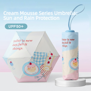 Paraguas Mini <span class=keywords><strong>Plegable</strong></span> de 5 Pliegues con Logotipo Personalizado, Protección UPF50, Recubrimiento Negro, 6 Varillas, Color Crema, <span class=keywords><strong>para</strong></span> Mujer, Viajes, Venta al por Mayor, Regalo <span class=keywords><strong>para</strong></span> Boutique - Product Image 2