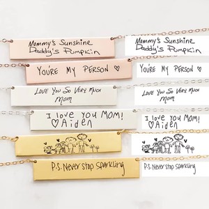 Collier barre personnalisé gravé <span class=keywords><strong>avec</strong></span> <span class=keywords><strong>dessin</strong></span> de bébé et lettre, en acier inoxydable plaqué or 18 carats, pendentif tendance pour hommes et femmes - Product Image 5