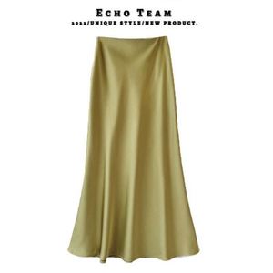 <span class=keywords><strong>Jupe</strong></span> <span class=keywords><strong>mi</strong></span>-<span class=keywords><strong>longue</strong></span> amincissante taille haute pour femme en <span class=keywords><strong>satin</strong></span> d'acétate, coupe sirène, drapée, printemps et été - Product Image 3