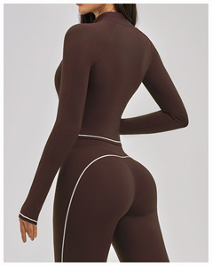 Veste de sport pour femme, nouvelle conception, coupe ajustée, manches longues, coupe-vent, chaude, pour la course à pied et le yoga. - Product Image 4