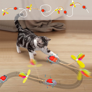 Jouet interactif intelligent rechargeable par USB 2-en-1, souris mobile avec balle, jouet amusant pour animaux de compagnie, jouets automatiques pour chatons, jouets en silicone pour chats lasse - Product Image 2