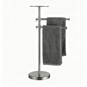 Portasciugamani Autoportante in Acciaio Inox 304 con Mensola, Finitura Nichel Spazzolato, Base Pesante e Robusta, Ecologico, per Hotel - Product Image 4