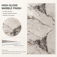 Panneau mural en PVC MORLENX, feuille de marbre UV veiné beige clair, pour projets résidentiels haut de gamme