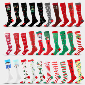 Nouvelles chaussettes de compression en nylon pour adultes, pour l'hiver, Noël et Halloween, pour le commerce transfrontalier, avec motifs Wish Explosions et chaussettes de Noël à motifs. - Product Image 1