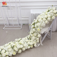 SMOOTH blanco y marfil crema rosa flores Swag flores corredor para sofá boda arreglo Floral guirnalda para decoración de eventos