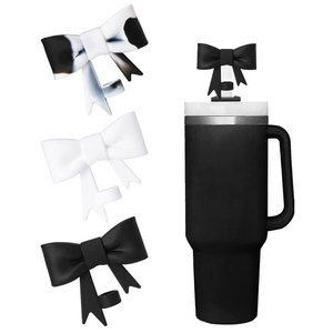 Silicone Straw Toppers Bows 30 40 Oz Tumblers Bow Bottle Cup Accessories Customizable Straw Cover for <b>Bar</b> <b>Drinking</b> - Product Image 2