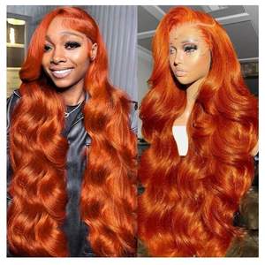 Fournisseur <span class=keywords><strong>de</strong></span> perruques en gros : Perruques brésiliennes Remy en cheveux humains <span class=keywords><strong>orange</strong></span>, dentelle frontale haute définition, sans couture, avec longueur bébé - Product Image 5