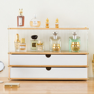 Cosmetic Storage <b>Box</b> With Drawers 4 Layers Desktop <b>Makeup</b> Organizer Dustproof Material Simple Style - Product Image 3