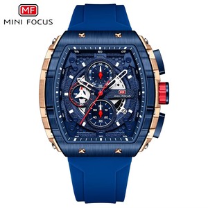 นาฬิกาข้อมือผู้ชาย MINI FOCUS 0399G รุ่นยอดนิยม ดีไซน์ทรงถังไวน์ สายซิลิโคน กระจกโค้งไล่เฉดสี หน้าปัดโปร่งใส นาฬิกาควอตซ์ - Product Image 2