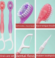 Kit de Voyage 5-en-1 Personnalisé : Brosse à Dents Mini Pré-encollée, Brosse Dentaire, Grattoir Lingual, Fil Dentaire – Soin Bucco-dentaire