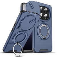 Support magnétique invisible pour téléphone Redmi Note 14 Pro 14T, compatible transfrontalier, avec anneau de maintien et support de voiture, protection intégrée