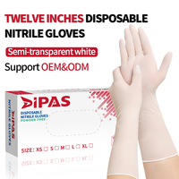 12 gants jetables en nitrile semi-transparents