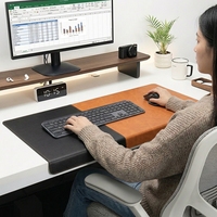 Tapis de bureau réversible en feutre et cuir, tapis de souris surdimensionné double face avec zones de séparation textiles, idéal pour cadeau d'entreprise