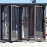 Ventana Plegable de Aleación de Aluminio, Horizontal, Doble Acristalamiento, Insonorizada, Resistente al Viento, Tamaño Personalizado, para Balcón, Terraza, Porche, Estilo Minimalista