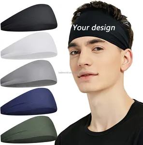 BELLEWORLD Customized Logo Color Breathable Anti Slip Fitness Head Band Men Gym Running Elastic Sport Headband For Unisex