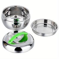 Kotak Makan Siang Anak Bentuk Apel Dua Tingkat Bahan Stainless Steel 304 Bebas BPA dari Korea