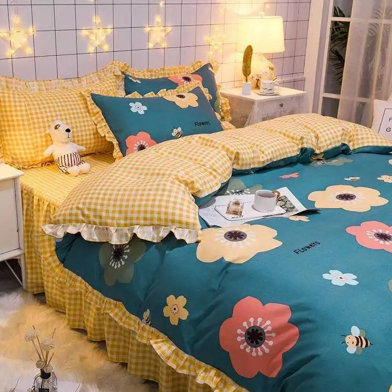Fashion design factory price kids cartoon cotton single bed sheet sets bedding