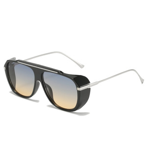 New Double Beam UV400 Full Rim Retro <b>Square</b> Metal <b>Sunglasses</b> Pilot Style Comfortable High Protection Gold for Unisex - Product Image 3