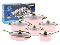 Nouveau Top Qualité Cuisine En Fonte Ustensiles De Cuisine Pot Pan Ensemble Antiadhésif En Acier Inoxydable Poêle Marmite Ensemble 12pcs Casseroles Ensemble