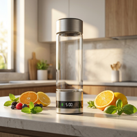 PHYFLOW Bouteille d'eau hydrogénée en verre avec électrodes en platine-titane et membrane PEM, 460 ml, pour voiture, maison, portable, à froid