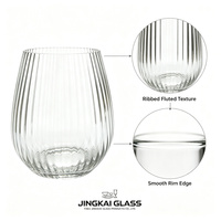 Verre à vin sans pied 418 ml, cannelé, sans plomb, avec logo personnalisé, vente en gros, directement de l'usine
